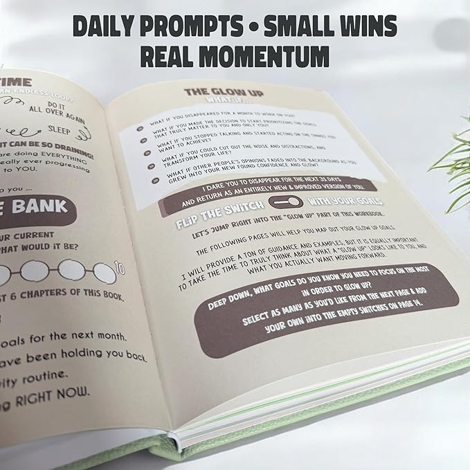 Know Your Worth Workbook by Angie Bellemare: Transformational Self-Growth & Mindset Journal for Women | 277-Page Full-Color Hardcover with 12 Chapters + 31-Day Challenge | Vegan Pebble-Leather Edition - Bloomnest