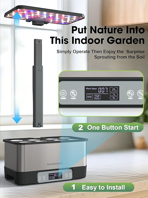 Hydroponics Growing System Kit, 8 Pods Smart Indoor Herb Garden with WiFi App Control, Seeds Pod Kit,LED Grow Light,Stainless Steel Herbs Planter for Lettuce,Basil,Gardening Gifts - Bloomnest