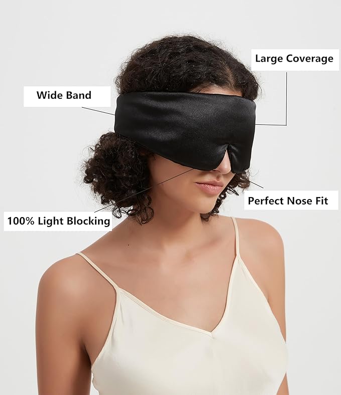 ALASKA BEAR Mulberry Silk Eye Mask, Wraparound Style Sleeping Mask and Ear Muff Blindfold for Full Blackout and Deep Sleep, Adjustable - Bloomnest
