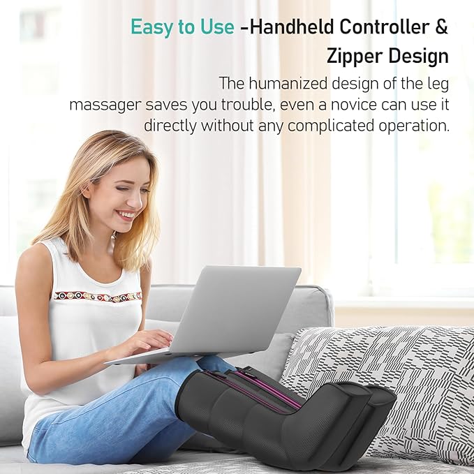 QUINEAR Leg Massager for Circulation and Pain Relief, Heating Leg Compression Massager with 3 Modes, Foot and Calf Massager with 3 Intensities 3 Heats - Gift for Mom and Dad - Bloomnest