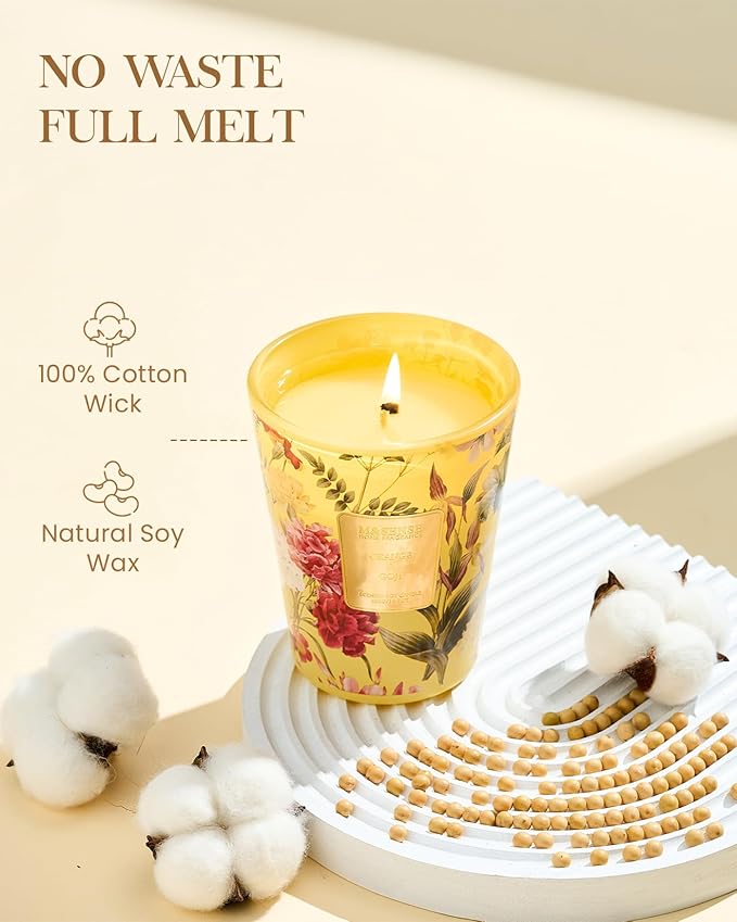 M&SENSE Orange Goji Scented Natural Soy Wax Candle, 14.1oz 60 Hours Long Lasting Slow Burning, Aromatherapy Fall Winter Candle for Stress Relief Home Decor - Bloomnest