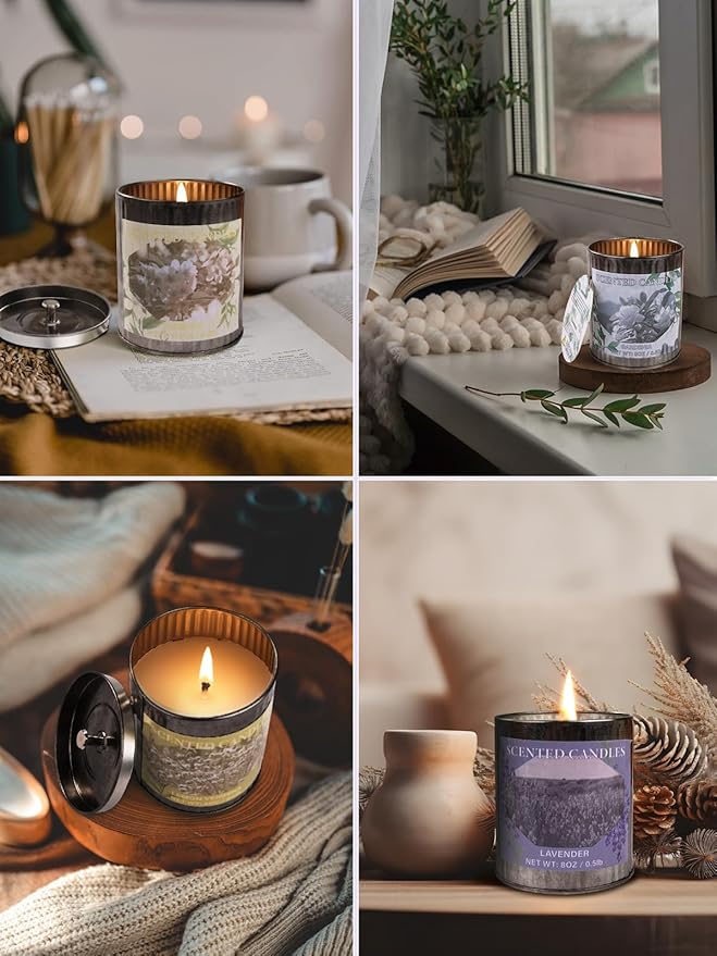 Scented Candle Gift Set, 4 Pack 32oz Soy Wax Candles Set, 200 Hour Burn Time Long Lasting Aromatherapy Candles Set, Container Candles Ideal for Home Decor and Gift for Women and Men - Bloomnest