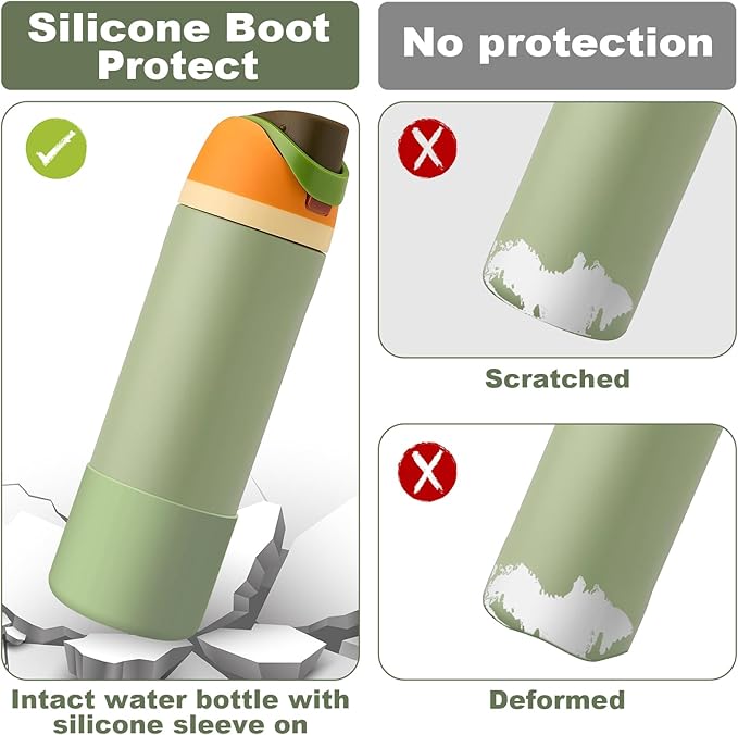 2PCS Silicone Water Bottle Boot for Owala 24oz 32oz 40oz, Anti-Slip Protective Sleeve Bottom Bumper Protector for FreeSip, Twist, and Flip Stainless Steel Water Bottles Alwenid