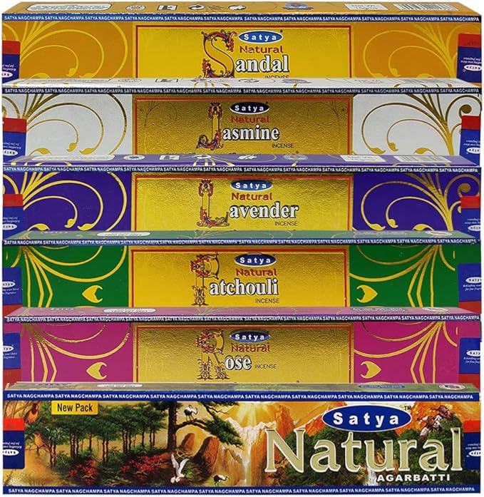 Satya Incense Sticks Variety Pack #1 and Incense Stick Holder Bundle with 6 Natural Series Fragrances TRUMIRI