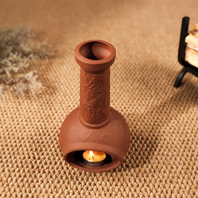 Handmade Terracotta Palo Santo Holder & Mini Chiminea Incense Dish-Elegant Cone Burner for Palo Santo Sticks & Sage-Ideal for Energy Cleansing, Yoga, Meditation,Zen,Altar Decor & Aromatherapy - Bloomnest