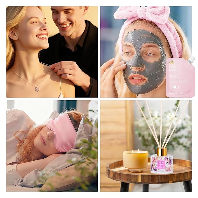 35 Pcs Valentines Day Gifts Basket for Women, Rose Bath and Body Gift, Facial Skin Care Set, Self Care Pampering Kit, Face Sheet Mask, Home Spa, Perfume, Birthday, Mother Day, Bridal Shower - Bloomnest
