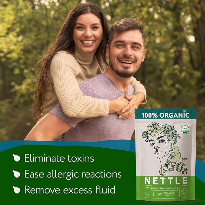 Zhivana Organics Nettle Tea – Nettle Leaf Organic, Nettle Tea Loose Leaf, Stinging Nettles Loose Leaf Organic, Ortiga Verde Organica - Dried Herbs for Medicinal Use - 8oz - Bloomnest