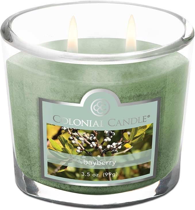 Colonial Candle Bayberry Scented Jar Candle, 2 Wick, 3.5 oz, Mottled Wax Candle - Bloomnest