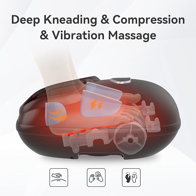 Snailax Shiatsu Foot Massager with Heat, Deep Kneading, Compression, Vibration, Feet Massager Machine for Plantar Fasciitis, Neuropathy, Foot Warmer Under Desk, Size 13, Gifts for Men, Women - Bloomnest