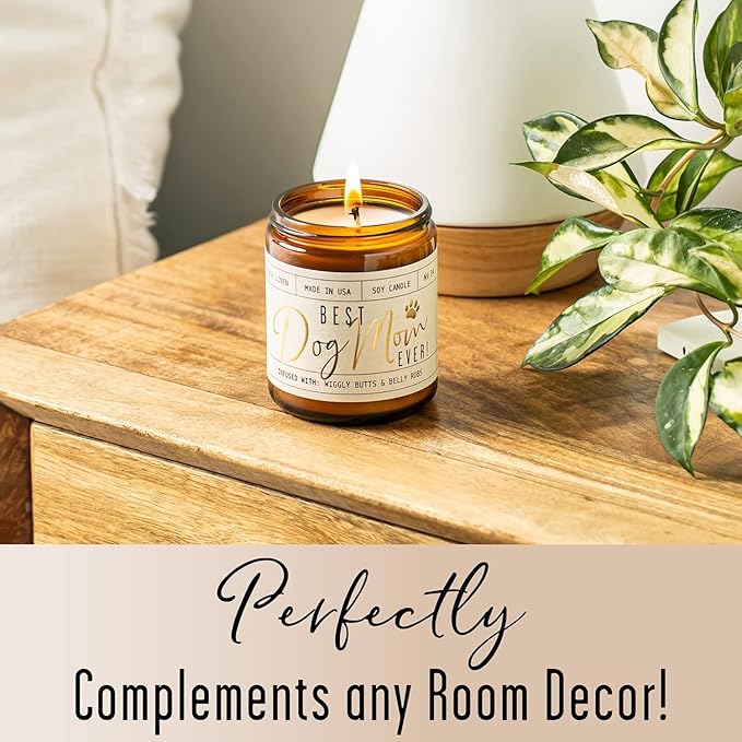 Dog Mom Gifts for Women, Dog Lovers Gifts for Women - 'Best Dog Mom Ever' Soy Candle, w/Vanilla, Coconut & Citrus I Gifts for Dog Lovers I Dog Gifts for Women I Reusable Jar, 50Hr Burn,Made in USA - Bloomnest