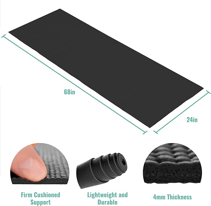 12-Pack Classic Yoga Mat With Carrying Strap, 68" x 24" Non Slip Exercise Mat, 4mm Thick Gym Mat, Bulk Non Toxic Yoga Mats for Home Workout, Schools, Classroom, and Studios - Bloomnest