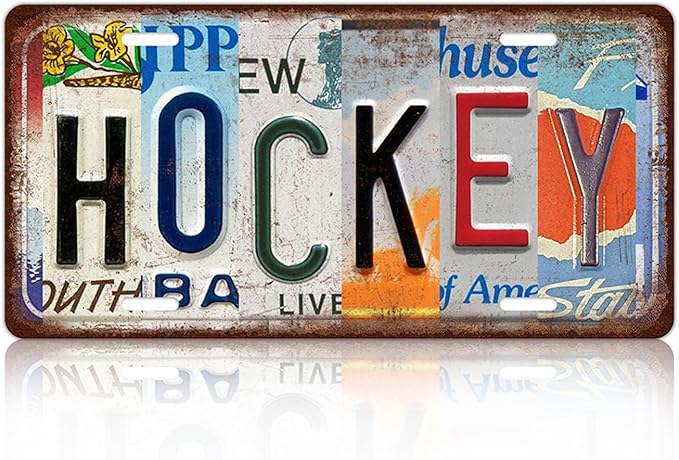 Vintage Sport Metal Tin Sign Hockey License Plate Wall Decor for Home Cafe Bar Pub 12 x 6 Inches - Bloomnest