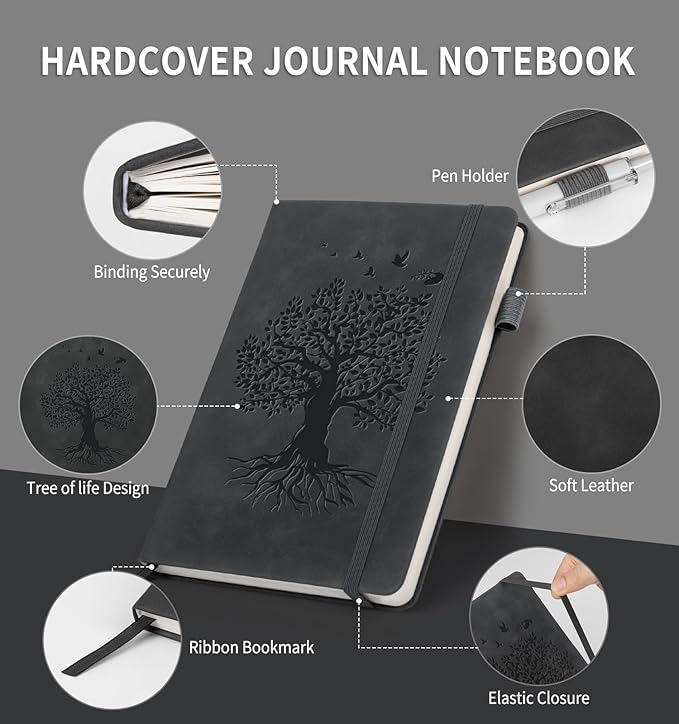 Lined Journal Notebook for Women Men, A5 Hardcover Leather Journals for Writing, 200 Pages Thick Paper, Daily Journal Notebook for Work, School, Note Taking, Business, Travel, College Ruled - Bloomnest