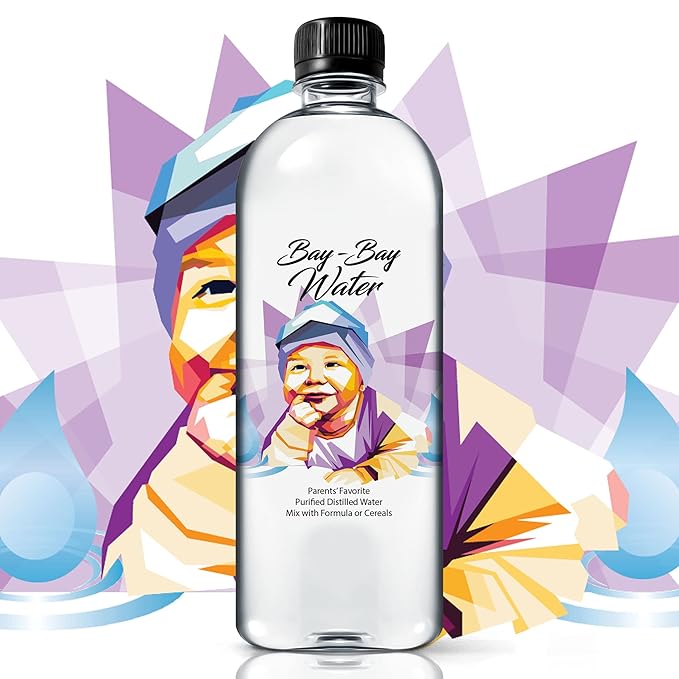 Bay Bay Water - Purified Distilled Water for Babies - 16.9 oz. - Use for Everyday Drinking, Infant Formula, Milk, and Baby Cereal - BPA Free - No Fluoride, Phosphate - Prevent Mineral Overload - (12) - Bloomnest