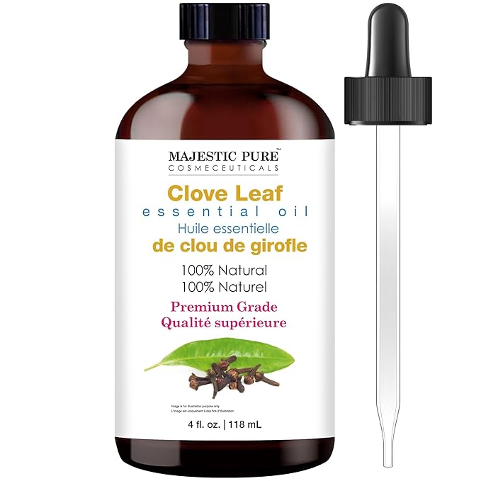 Majestic Pure Clove Essential Oil with Glass Dropper - Huge 4 Fl Oz - 100% Pure and Natural Clove Oil - Premium Grade Essential Oils for Diffuser, Aromatherapy, Soap and Candle Making - Bloomnest