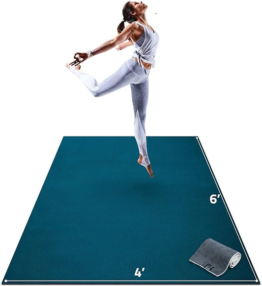 Gorilla Mats Premium Large Yoga Mat – 6' x 4' x 8mm Extra Thick & Ultra Comfortable, Non-Slip Barefoot Exercise Mat – Works Great on Any Floor for Stretching, Cardio or Home Workouts - Bloomnest