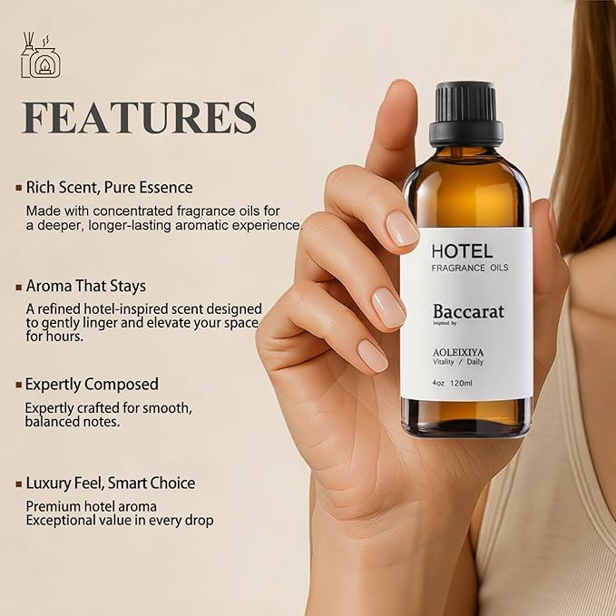 Hotel Collection Diffuser Oil Scent Inspired by The Iconic 5-Star Hotel Baccarat for Waterless Diffuser & Home Scenting Essential Oil for Ultrasonic and Crafting (4 Fl Oz Pack of 1) - Bloomnest