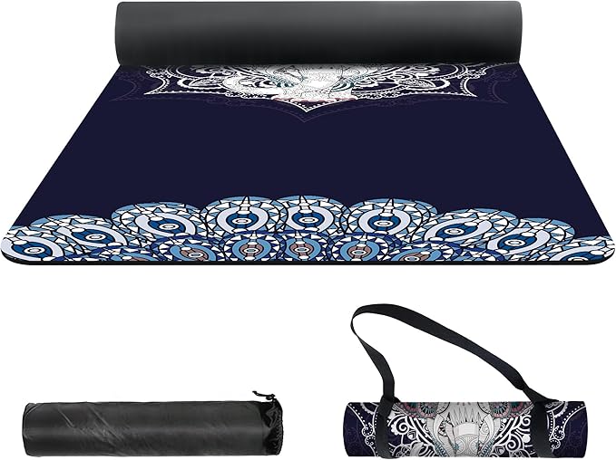 nuveti Yoga Mat Print Extra Thick TPE Non Slip Fitness Exercise Mat with Carrying Bag,72"x24" Extra Thick 6MM Exercise & Workout Mat for Yoga, Pilates Fitness and Floor Exercises - Bloomnest