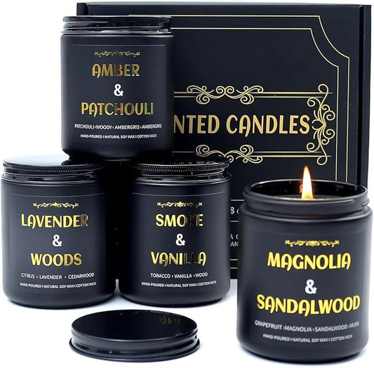 4 Pack Scented Candles for Home Scented, Vanilla Candle, Lavender Candles, 28 oz 200 Hour Long Lasting Natural Soy Wax Candle for Women Men,Birthday, Mother's Day,Anniversary,Christmas - Bloomnest