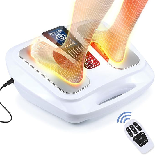OSITO EMS Foot Massager for Neuropathy Feet Circulation Stimulator with Heat, FSA or HSA Eligible, EMS TENS Foot Leg Massage Machine for Foot Pain Neuropathy Cramps and Diabetes RLS, White - Bloomnest