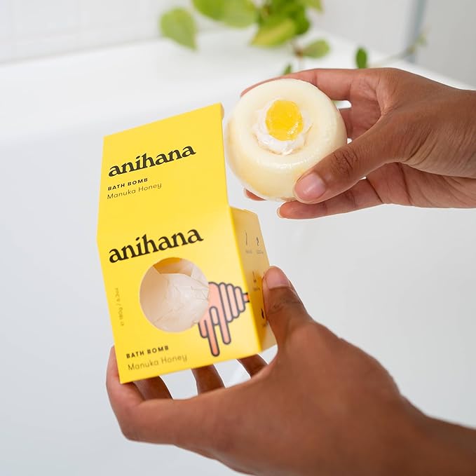 ANIHANA Bath Bomb with Coconut Oil, Paraben Free, Hand-Crafted Luxury Fizzers, Refreshing Manuka Honey Scent, 6.3 oz - Bloomnest