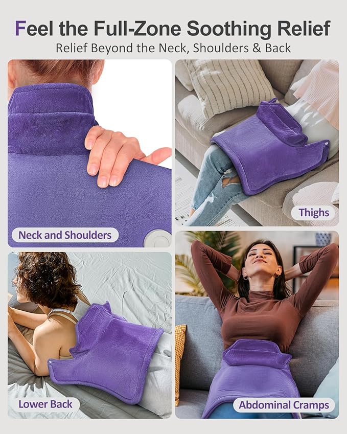 Heating Pad for Neck Shoulders Back, Valentines Day Gifts for Her, Weighted Heated Pad Neck Wrap Warmer for Mom, Anniversary | Birthday Gifts for Women Wife Girlfriend Grandma Best Friend, Purple - Bloomnest