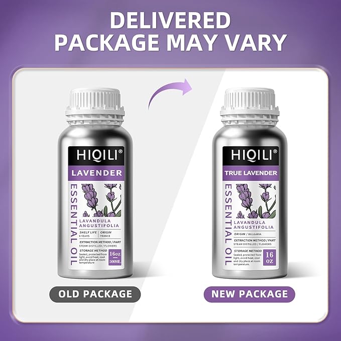 HIQILI 16 Ounces Lavender Essential Oil Pure, 100% Natural for Aromatherapy Diffuser, Skin Care, Hair, Includes Premium Dropper-16 Fl Oz - Bloomnest