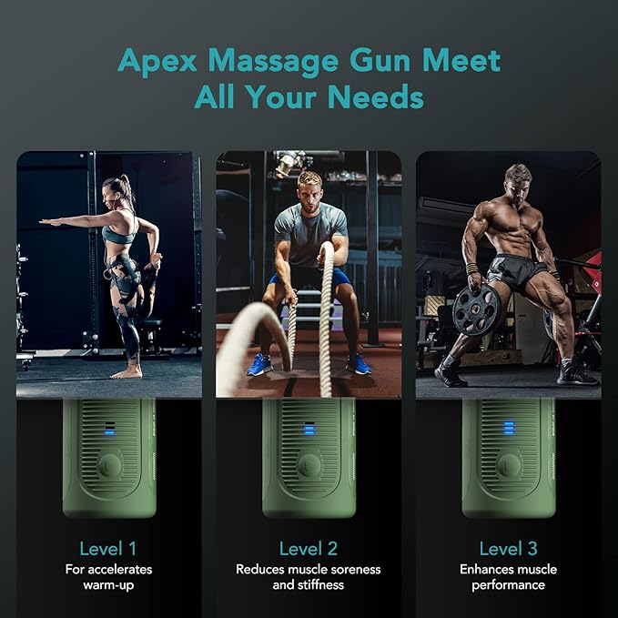 Opove Massage Gun Fascia Percussive Muscle Massager 14.5mm for Back Pain Relief Workout Recovery in Gym Home Office Daily Massage, Ergonomic for Effortless to Use, Apex Green - Bloomnest