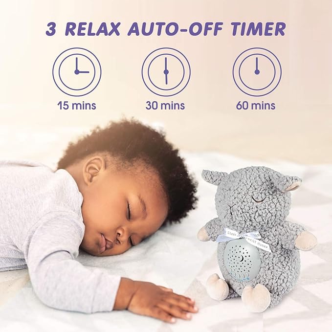 BEREST Baby Sleep Soother with Projector Night Light, Teddy Bear Sheep Musical Plush Toy with White Noise, Heartbeat, Shushing, Lullabies for Newborns, Boys & Girls Infants Shower Gift - Bloomnest