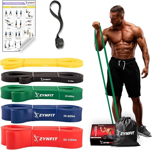 100% Natural Latex Resistance Bands Set with Door Anchor, 5-Level Pull Up Bands for Working Out, Strength Training & Physical Therapy, Workout Bands for Home Gym - Get Free A.I. Workout Plan - Bloomnest