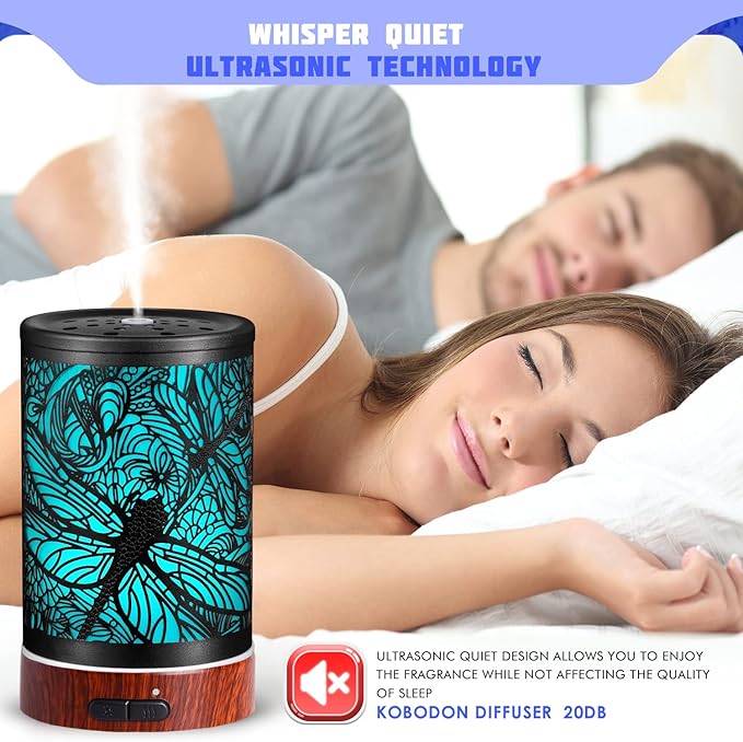 Essential Oils Diffuser,Aromatherapy Diffuser,Birthday for Women Mom Grandma,Metal Cool Mist Humidifier with 7 Colors Lights Waterless Auto Off Air Diffusers (Dragonfly) - Bloomnest