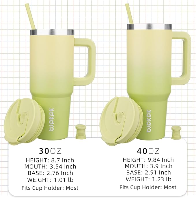 BJPKPK 30 oz Tumbler With Handle Insulated Tumblers With Lid And Straw Stainless Steel Thermal Cup,Lime - Bloomnest