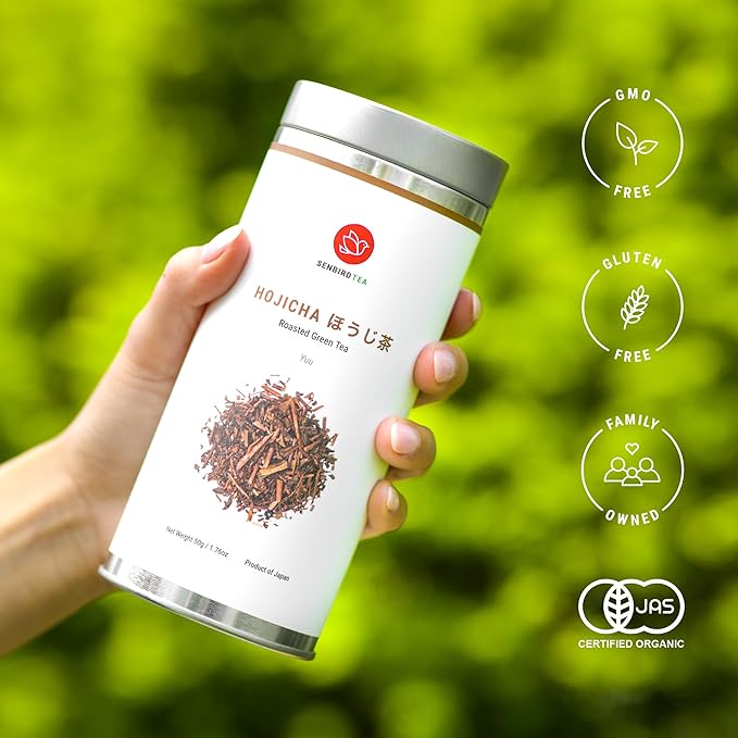 Senbird Premium Hojicha - Japanese Roasted Green Tea - From Shizuoka, Japan - Loose Tea In Airtight Tea Tin (1.76oz/50g) - Bloomnest
