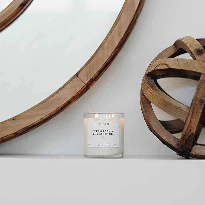 Calyan Wax Co. 2 Wick Candle, Evergreen + Eucalyptus Scented Candle, 37 Hour Burn Time, Aromatherapy Soy Candles, Non Toxic & Vegan Soy Wax, Glass Tumbler Scented Candles, 12.5oz - Bloomnest
