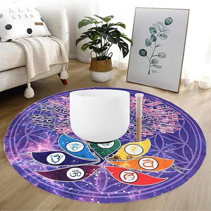 FMTY Perfect Pitch Crystal Singing Bowl 14 inch Washable Healing Bowl Cushion 52"Meditation Sound Bowl with Singing Bowls Mat for Relaxation, Yoga, Chakra Healing, Stress Relief (C Note, 14 inch) - Bloomnest