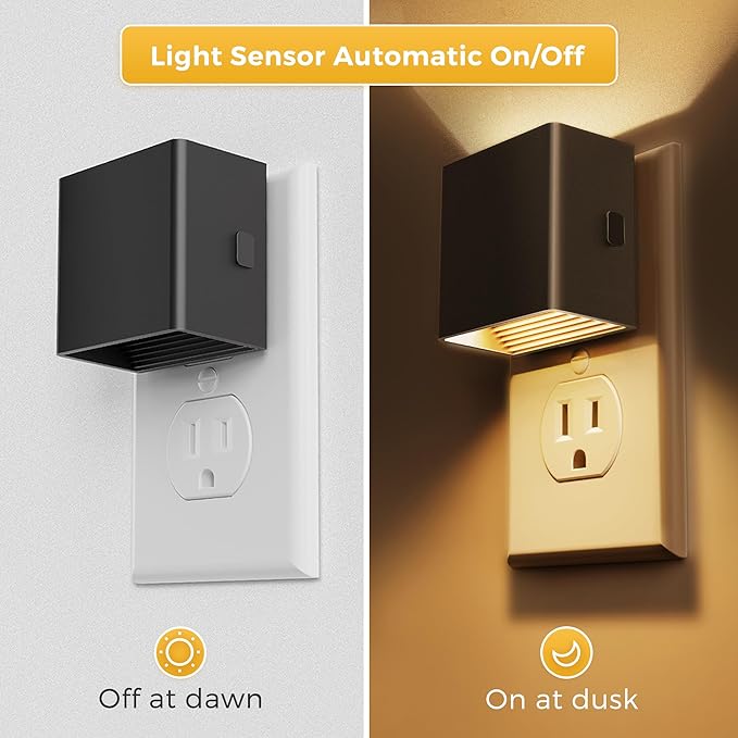 L LOHAS LED Night Lights Plug into Wall,[2-Pack] Plug in Night Light with Dusk to Dawn Sensor,3CCT 1600K/2700K/5000K,Brightness Adjustable,Nightlight for Adults Bathroom Bedroom - Bloomnest