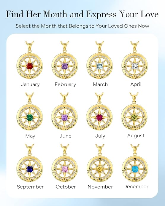 S925 Necklace Gift for Wife |Compass Jewelry |Women Anniversary |Sterling Silver |Girlfriend Birthday Gifts for Her Valentines |I'd be Lost without You |Jewel 18K Gold - Bloomnest