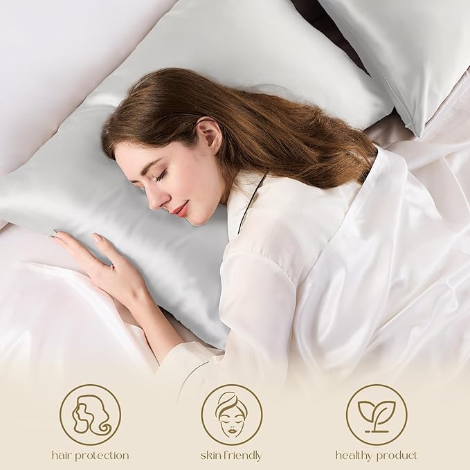ZIMASILK 100% Pure Mulberry Silk Pillowcase for Hair and Skin Health,Soft and Smooth,Both Sides Premium Grade 6A Silk,600 Thread Count,with Hidden Zipper,1pc(Standard 20''x26'',Light Grey) - Bloomnest