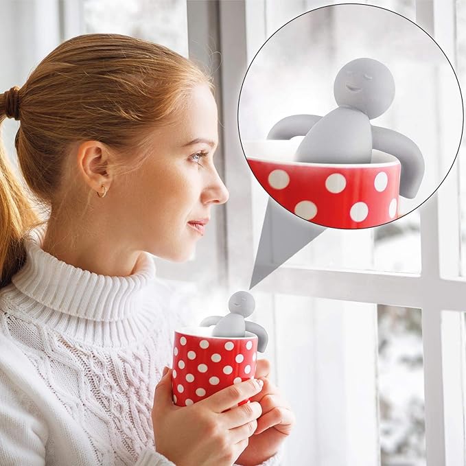 2 Pieces Tea Infuser for Loose Tea Cute Fine Mesh Tea Strainer Stainless Steel Tea Filter Ball Tea Diffuser Steeper for Teacups Teapots (Grey)
