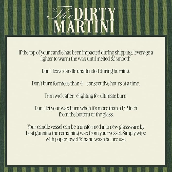 Dirty Martini Cocktail Candle, 40+ Hour Long-Lasting Burn Handcrafted Decorative Candles for Home Scented, Bar Cart Accessories, Birthday Candle Martini Party Decorations - Bloomnest