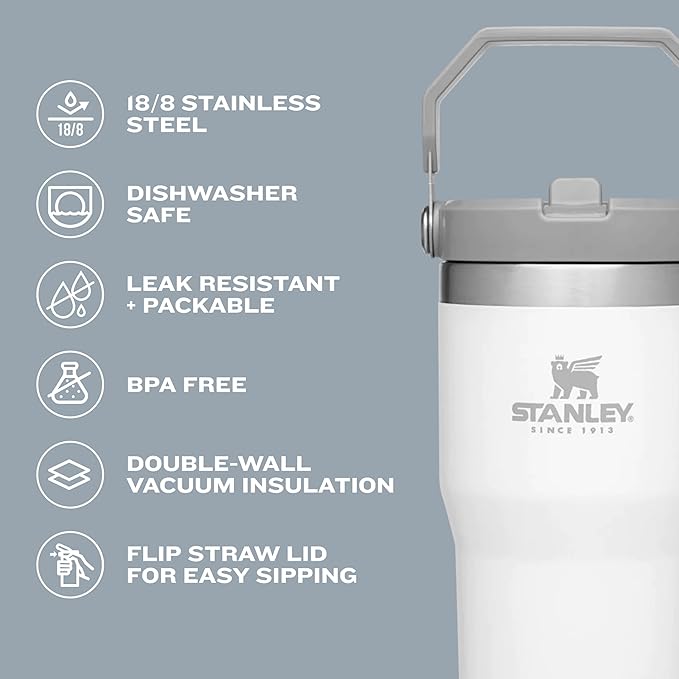 Stanley IceFlow Flip Straw Tumbler with Handle 20 oz | Twist On Lid and Flip Up Straw | Leak Resistant Water Bottle | Insulated Stainless Steel |BPA-Free | Citron - Bloomnest