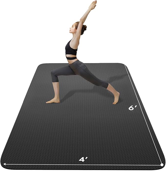 FrenzyBird Large Yoga Mat 6'x 4'（72”x 48”）—1/4" &1/3" Extra Wide Exercise Mat 183cm x 122cm Large Exercise Mat Big Home Yoga Mat Pilates Mat,Non Slip,Thick,TPE Workout Mat,for Women & Men, Yoga, Pilates, Gym and Floor Workouts Pilates - Bloomnest