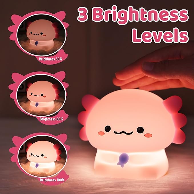 YuanDian Axolotl Night Light, Gift for Children and Babies, Decorate Kids' Bedroom with Cute Silicone Axolotl Nightlights, Christmas Birthday Gift for Girls Teens Toddlers and Adults - Bloomnest