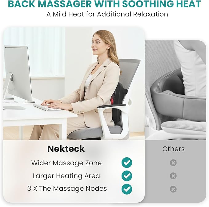 Nekteck Foot Massager with Heat, Shiatsu Heated Electric Kneading Foot Massager Machine for Neuropathy, Plantar Fasciitis, Feet Massage for Pain Relief, Circulation, Christmas Gifts for Man Woman Her - Bloomnest