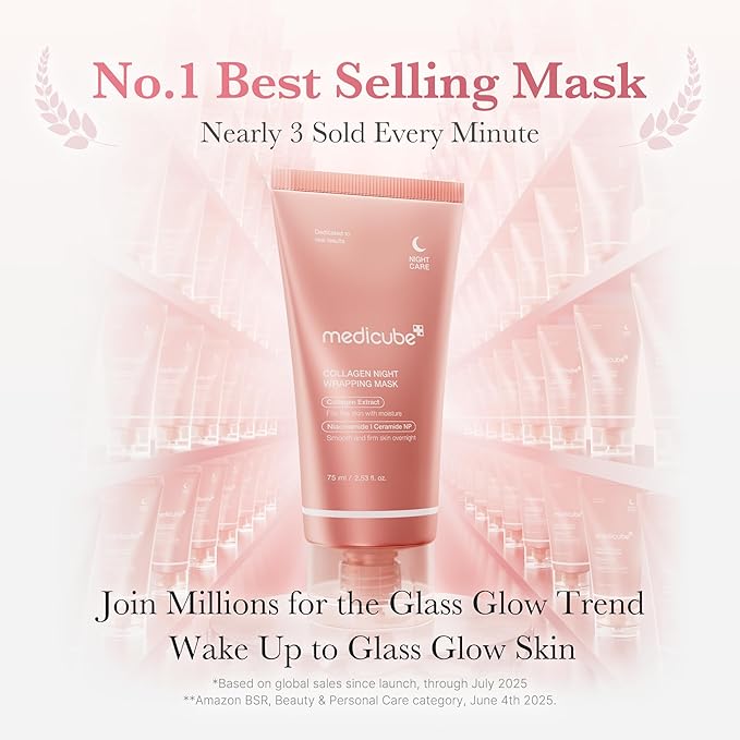 medicube Wrapping Mask Collagen Overnight Peel Off Facial Mask | Elasticity & Hydration Care, Reduces Sagging & Dullness | Hydrolyzed Collagen For Glowing Skin | Korean Skin Care, 2.53 fl.oz - Bloomnest