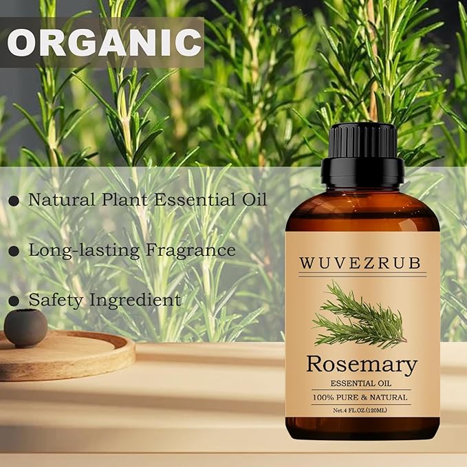 Rosemary Essential Oil 120ML, 100% Pure and Natural - Aromatherapy Diffuser - 4 Fl Oz WUVEZRUB