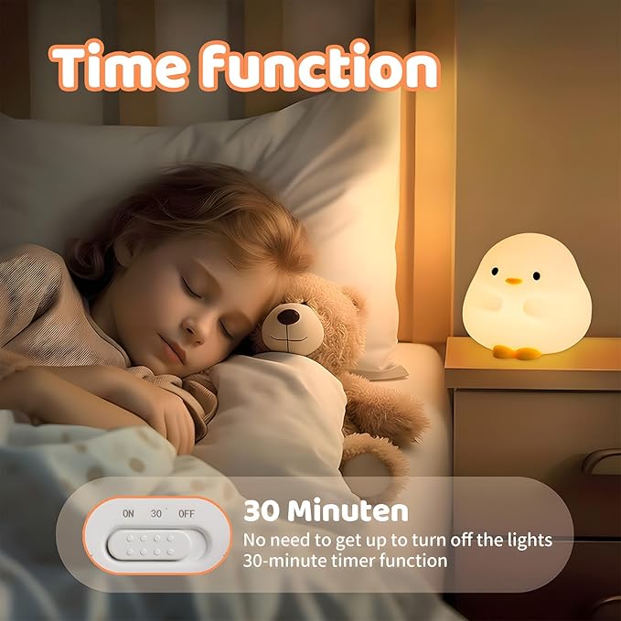 Cute Duck Night Light for Kids,Duck Squishy Lamp for Girls,Super Cute & Soft Touch Silicone Lamp for Bedrooms Nursery,Unique Kids Room Decor Gift Toy for Boys Girls Women(2 Levels) - Bloomnest