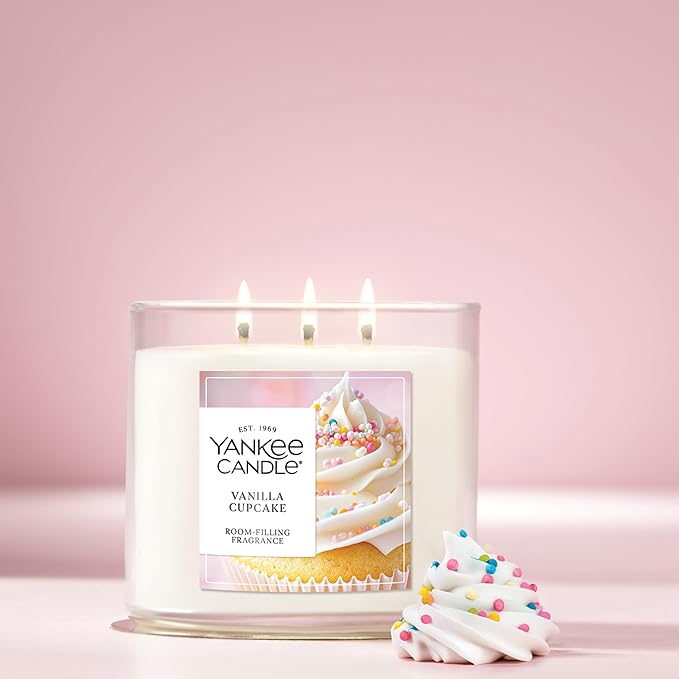 Yankee Candle Vanilla Cupcake, Scented Candle, 14.5oz 3-Wick Candle Jar with up to 40 Hours Burn Time, Giftable - Bloomnest
