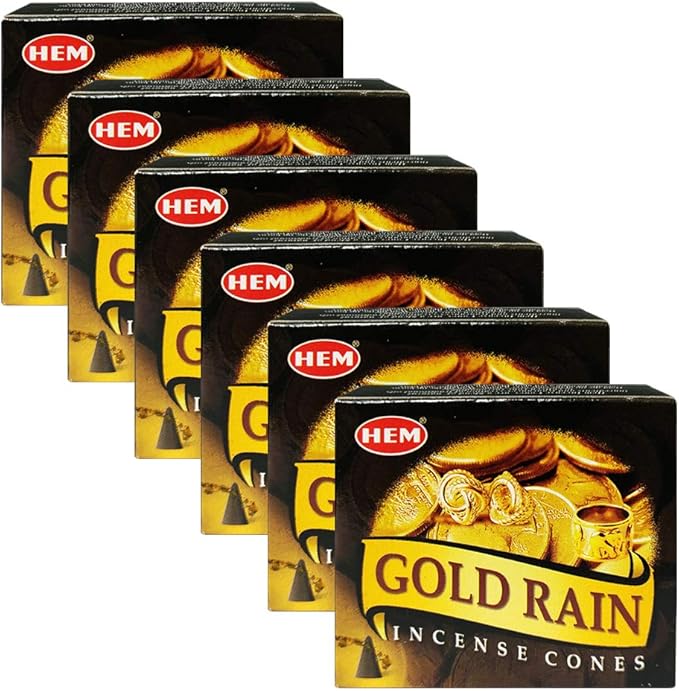 TRUMIRI Incense Cone Holder Bundle with Hem Gold Rain Incense Cones - Pack of 6 (Approx 60 Cones)