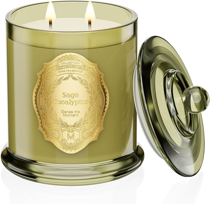 M&SENSE Sage Eucalyptus Candles for Home Scented, 2 Wick 12.7oz Soy Wax Candles Non Toxic,70 Hours Long Burning,Luxury Candles Gift for Stress Relief, Meditation, Yoga - Bloomnest